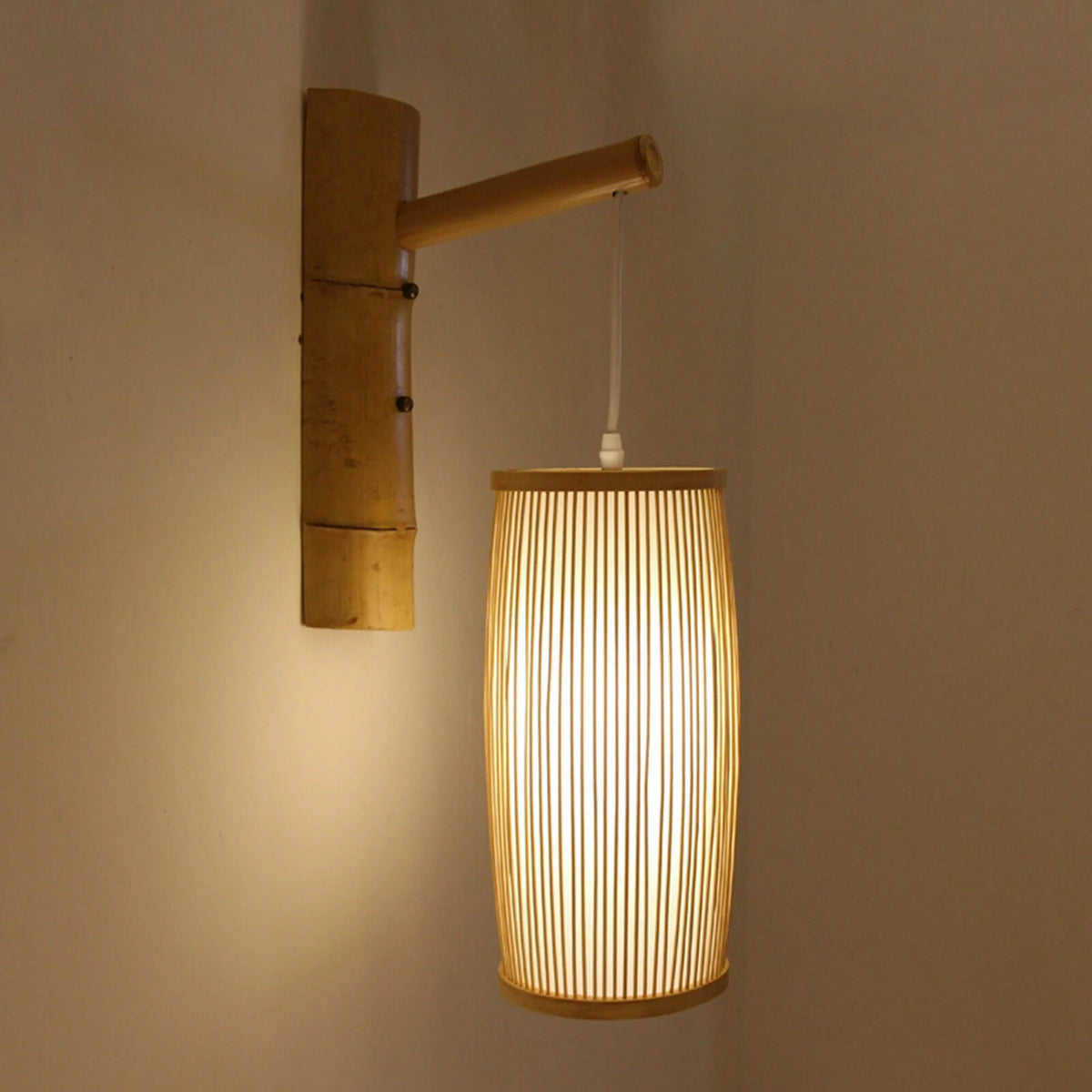 Vintage Bamboo Wicker Rattan Wall Sconce Lamp D8757