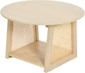 Natural Cane and Solid Mango Wood Round Coffee Table W868069