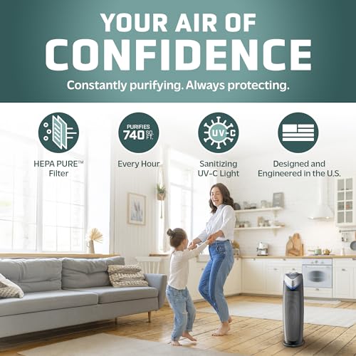 4-In-1 HEPA Air Purifier 22" Tower Gray L106552