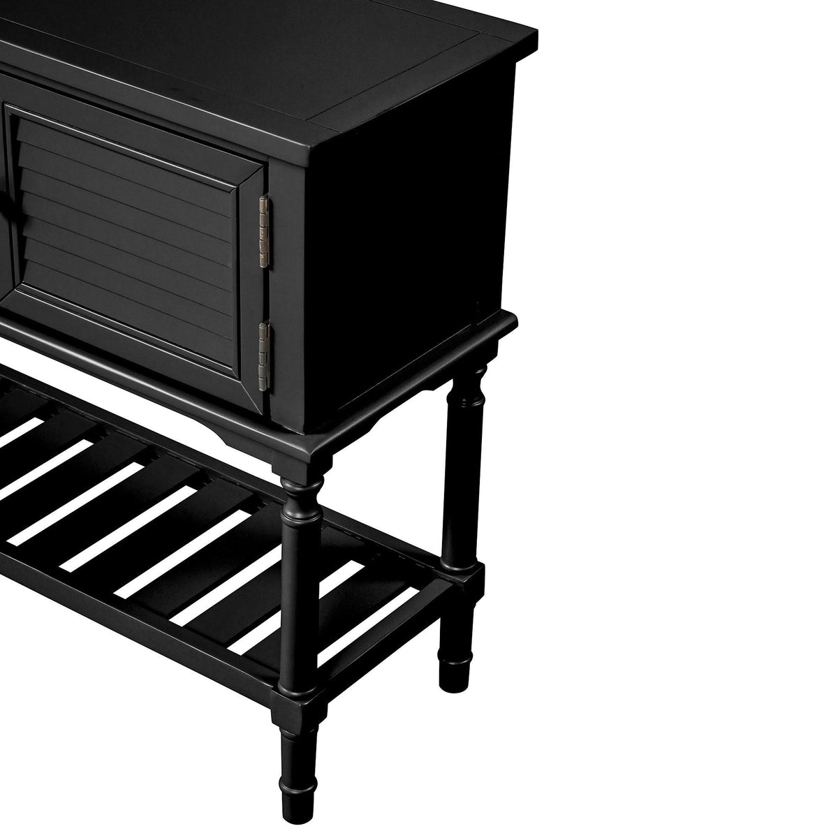 Black Navy Blue Console Table with 2 Drawer Cabinet Shelf V305749