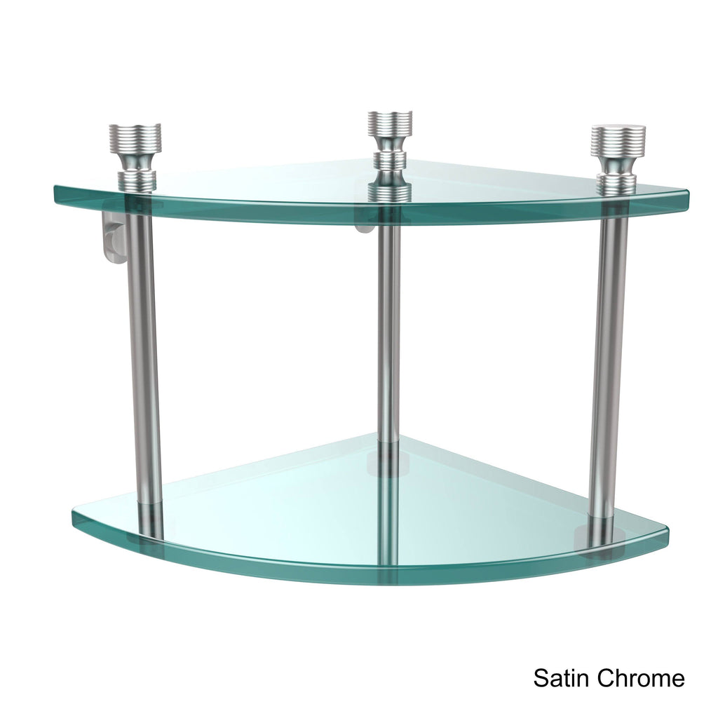 Two Tier Corner Glass Shelf Antique Bronze P59971