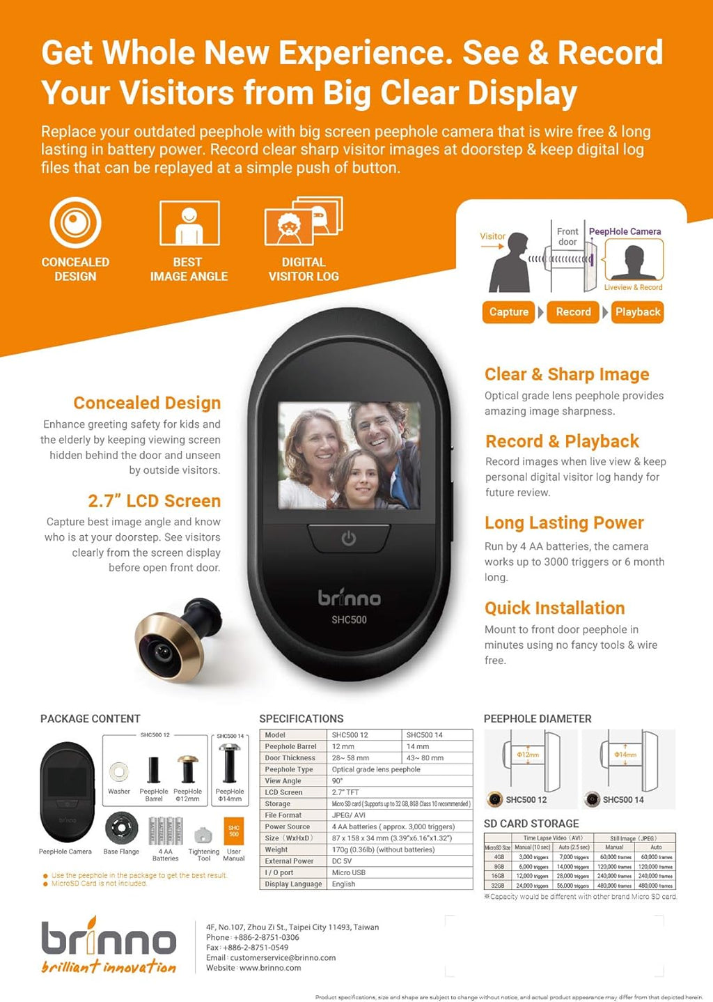 Front Door Peephole Security Camera D98464