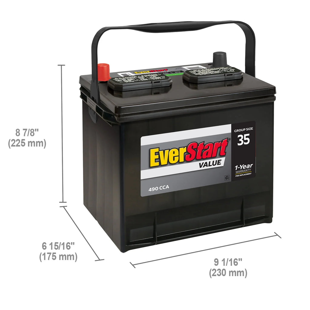 Lead Acid Automotive Battery Group Size 35 12 Volt 490 CCA Q309820