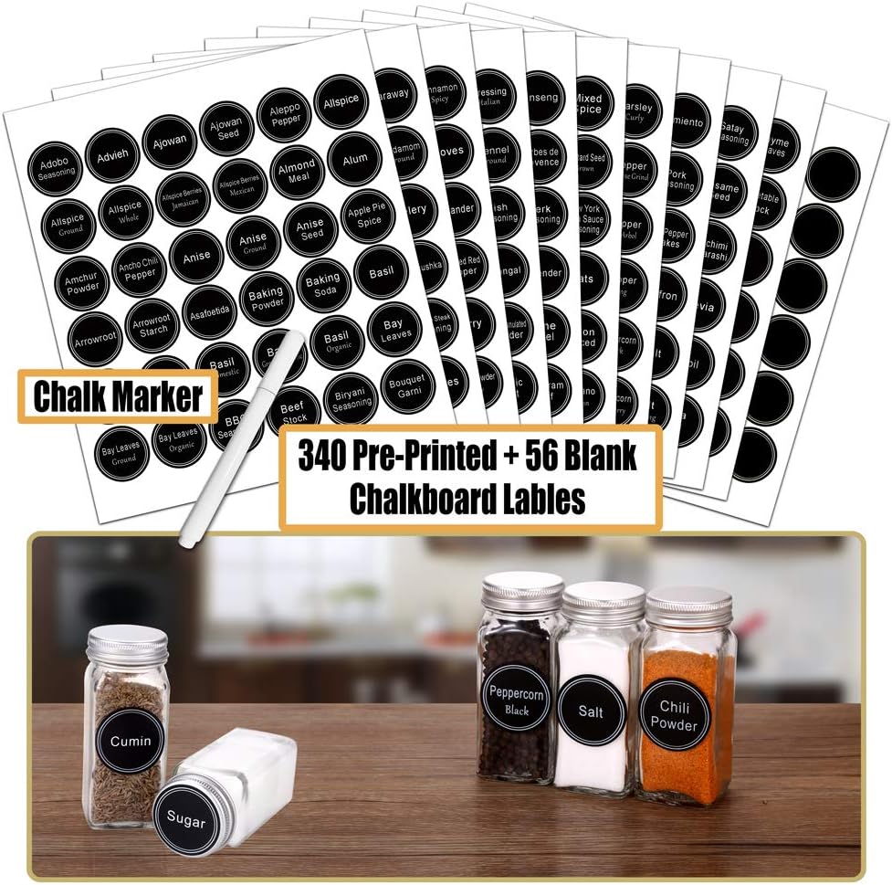 72 Empty Square Spice Jars Spice Rack Organizer with Labels and Funnel L48097