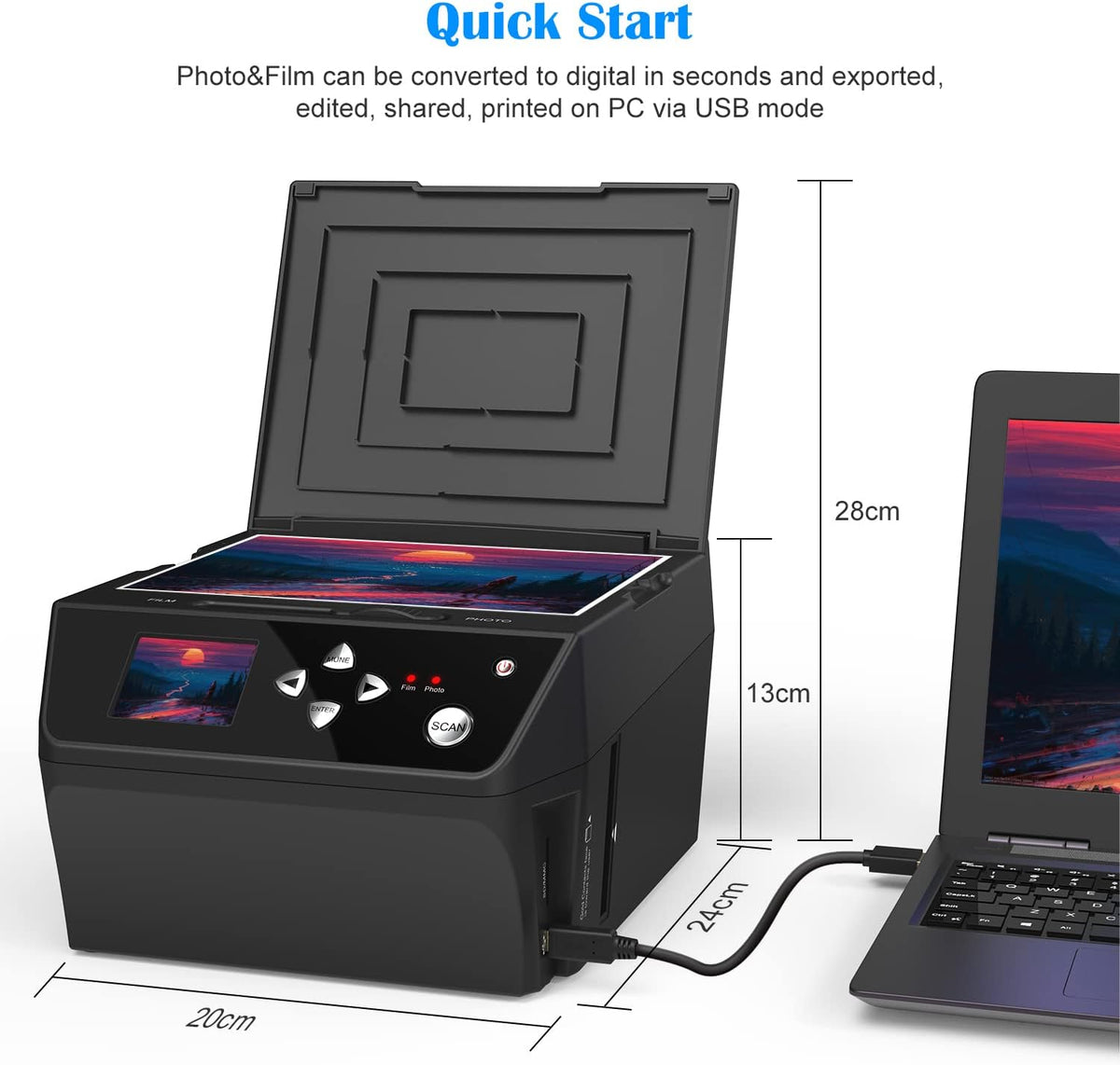 22MP Film & Slide Scanner with 8GB Memory Card F3628