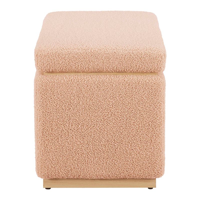 Tan Rectangle Sherpa Storage Ottoman E3843