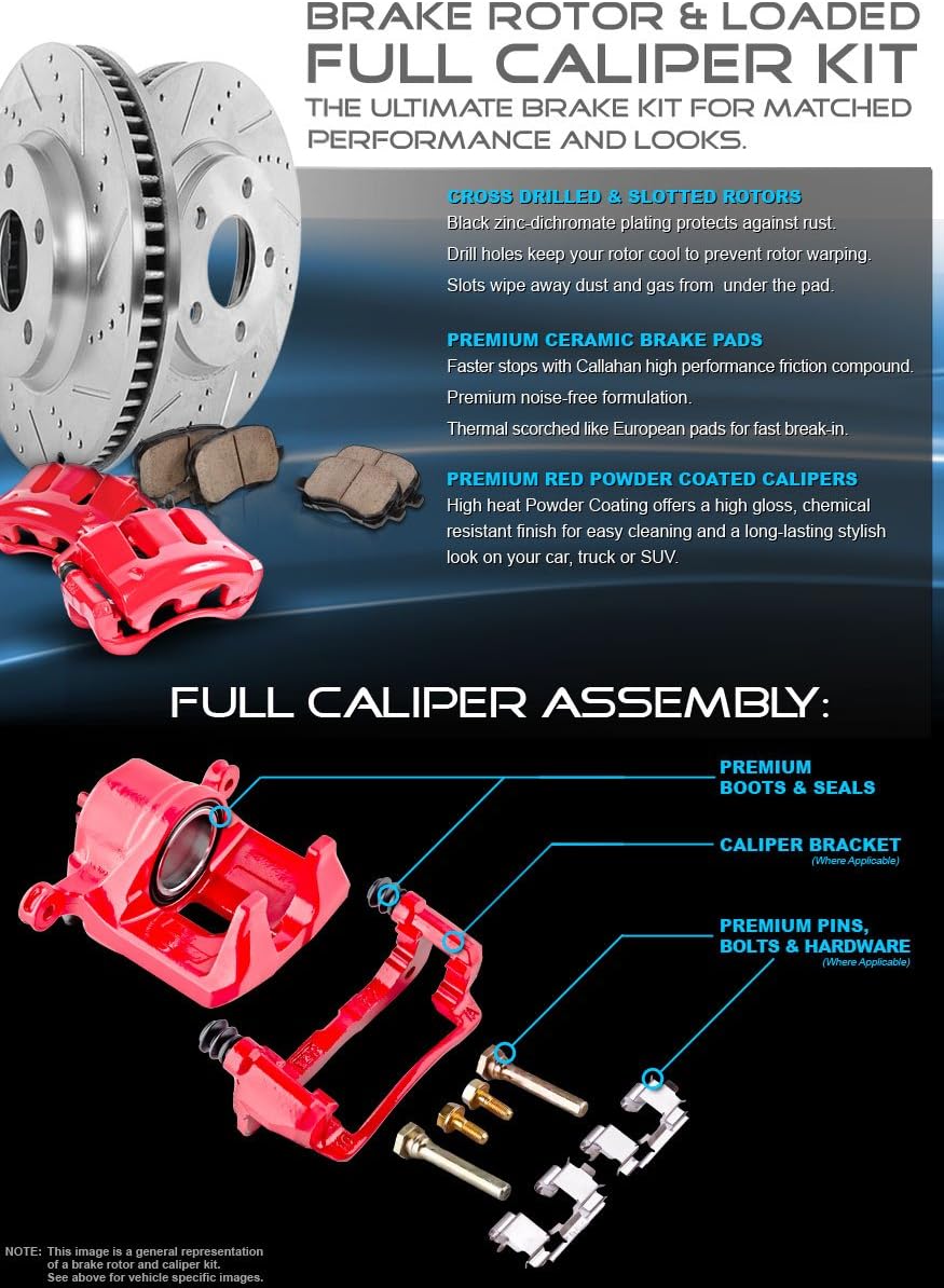 Red Powder Coated Caliper Assembly Set Kit U8440