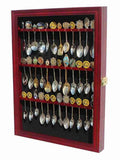 Cherry Finish Glass Door Spoon Display Case Rack Cabinet G385