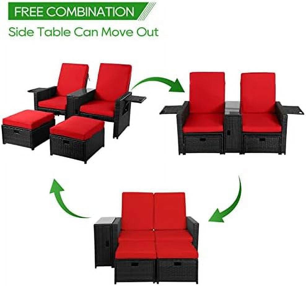 Outdoor Rattan Loveseat with Ottoman Footrest P620