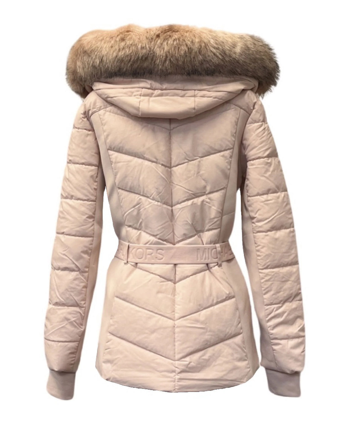 Blush Faux Fur Hooded Puffer Coat G7539