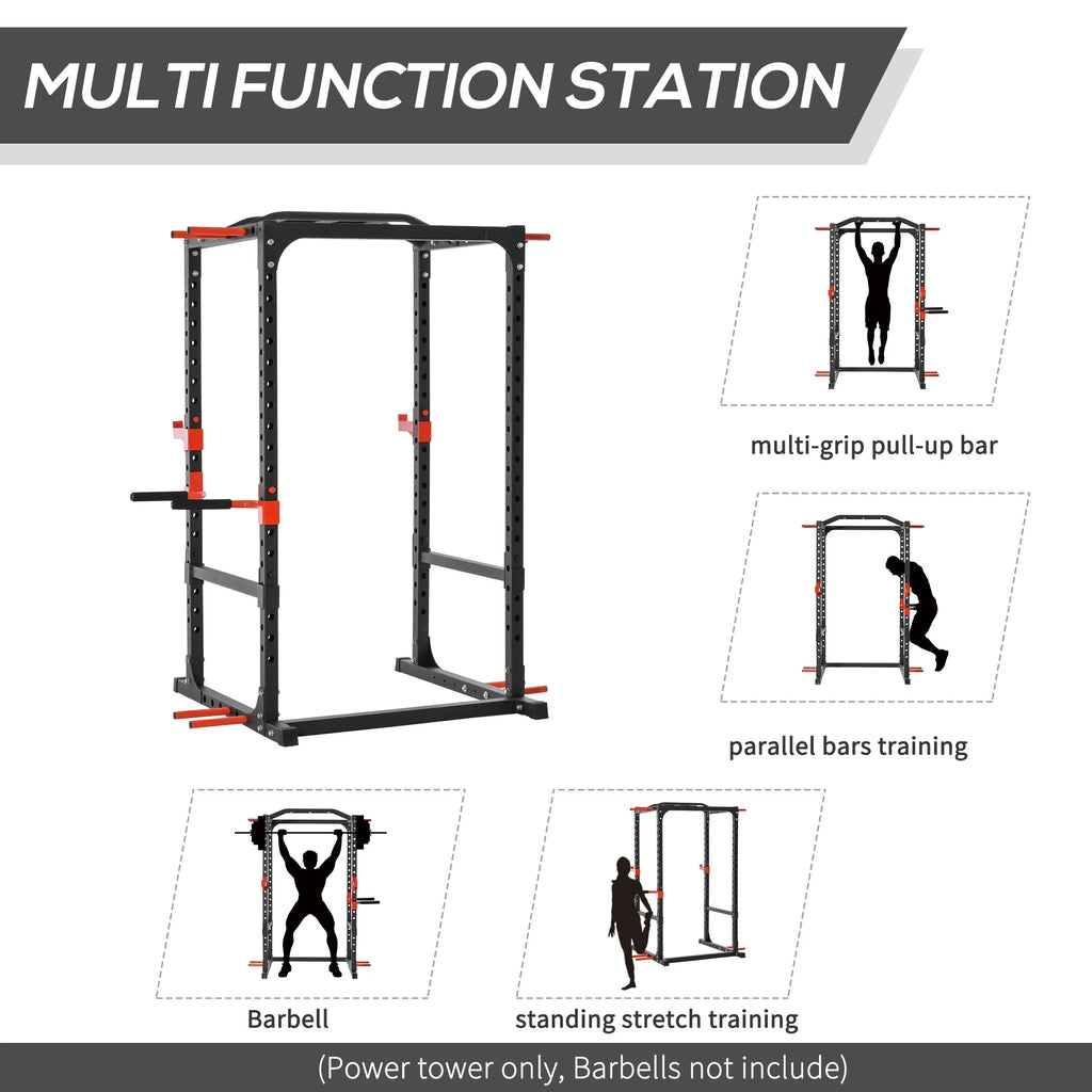 Adjustable Power Tower Dip Station Pull Up Bar Squat Rack Power Cage V82598