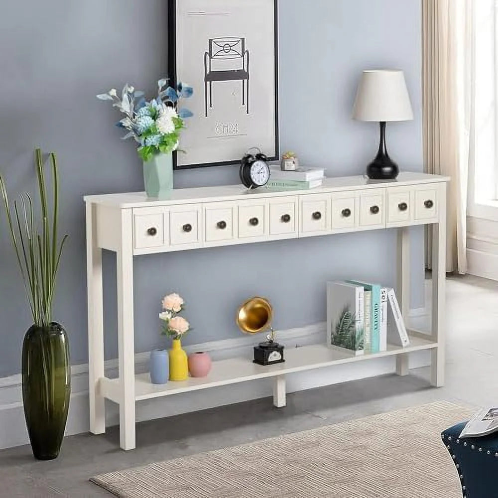 60" Wood Console Table with 4 Drawers E502