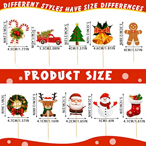 100 Pcs Christmas Cupcake Toppers E620