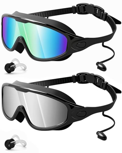 2 Pack Anti Fog UV Wide View Swim Goggles P850