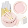 350 PCS Gold Disposable Plates Dinnerware Set C95297