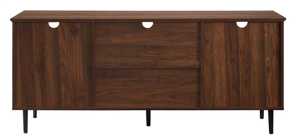 Dark Walnut Glass Wood TV Console J392968