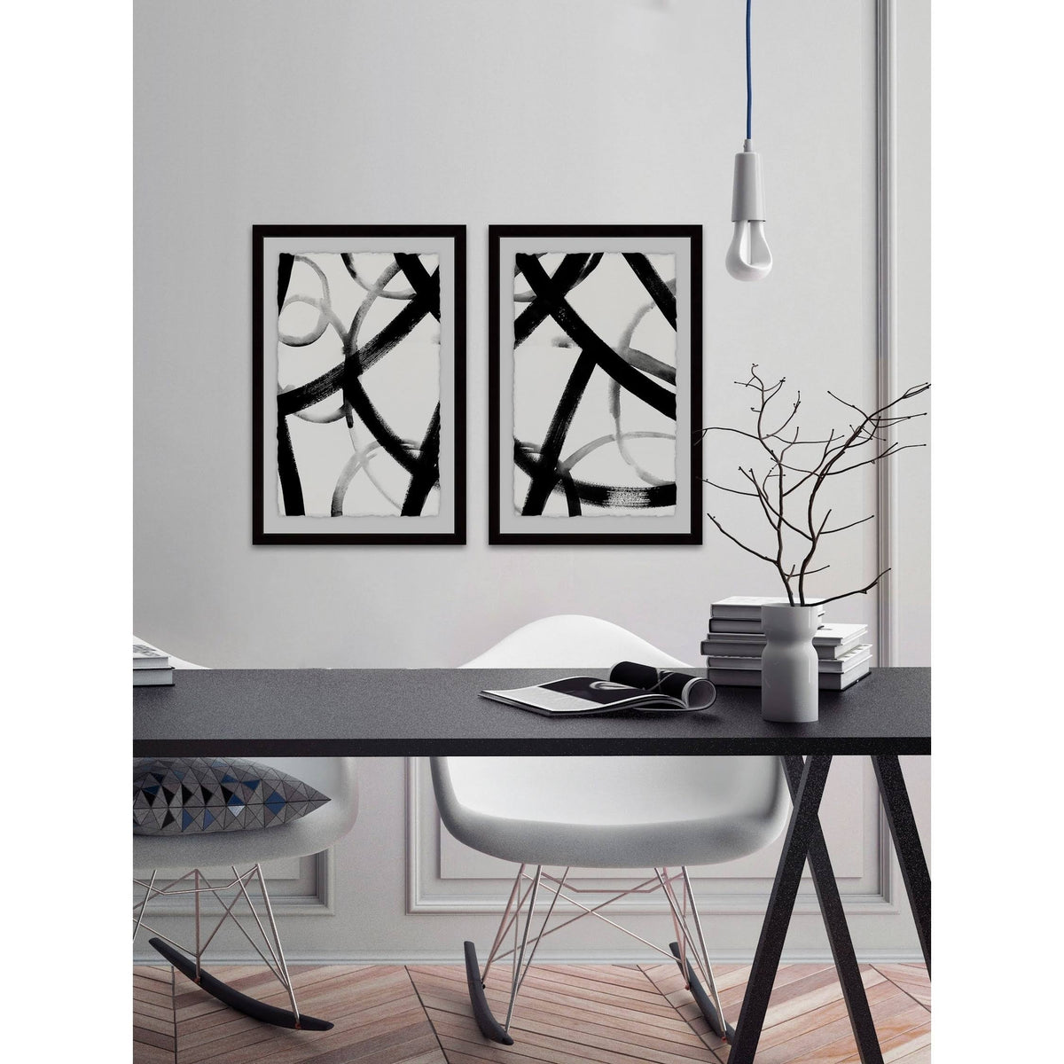 Monochrome Ripple Diptych, 18 inch x 24 inch Y2807
