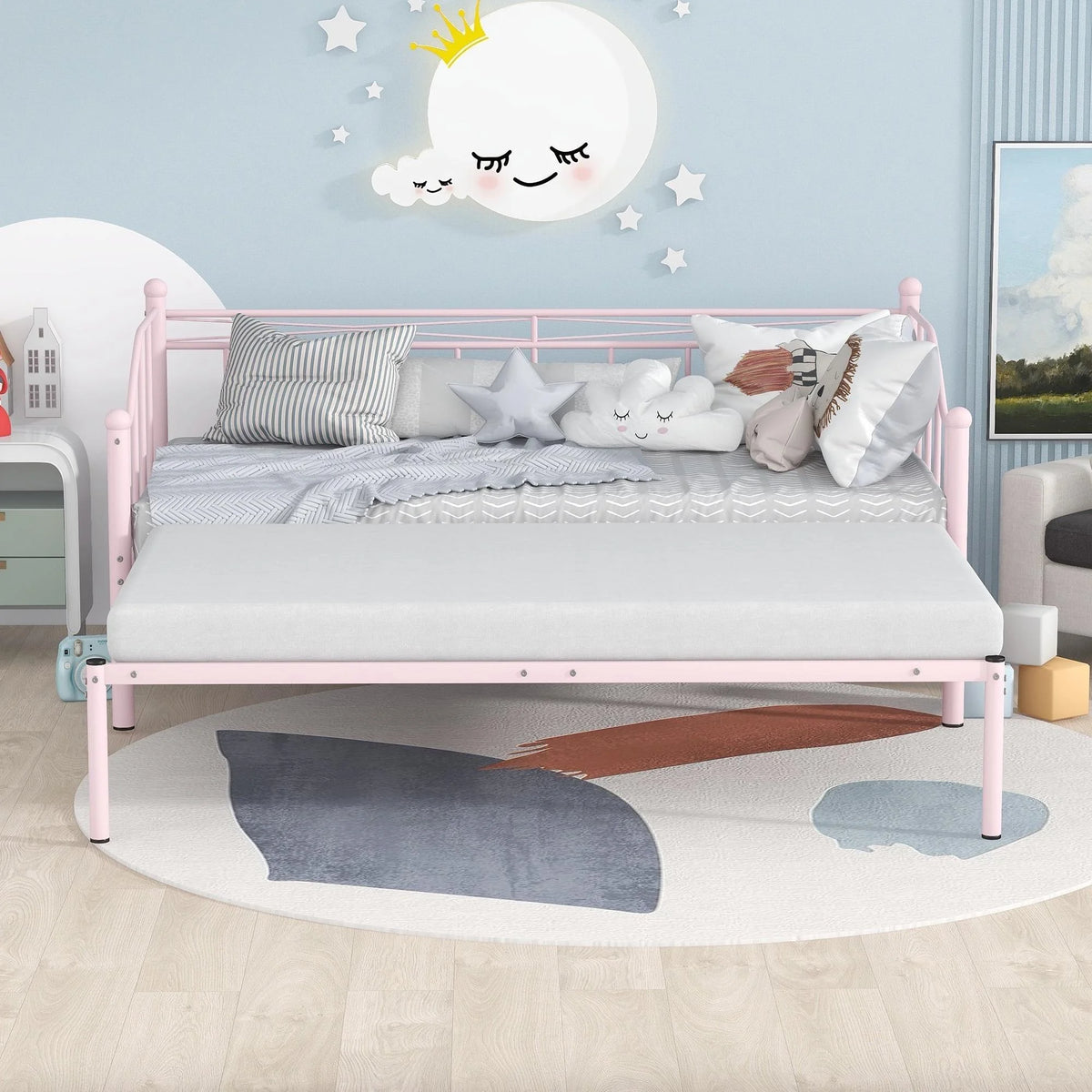 Pink Twin Metal Daybed with Trundle S2117