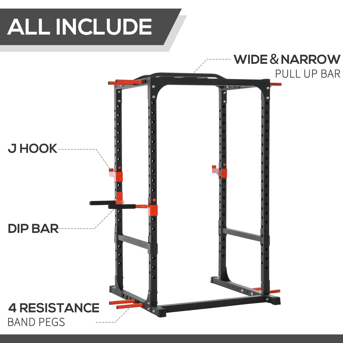 Adjustable Power Tower Dip Station Pull Up Bar Squat Rack Power Cage V82598