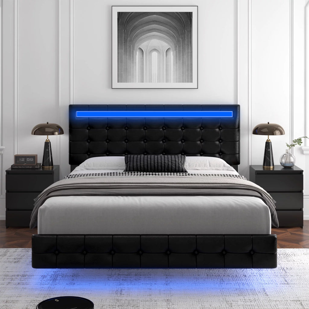 King LED Platform Bed with Under Bed Storage V73047