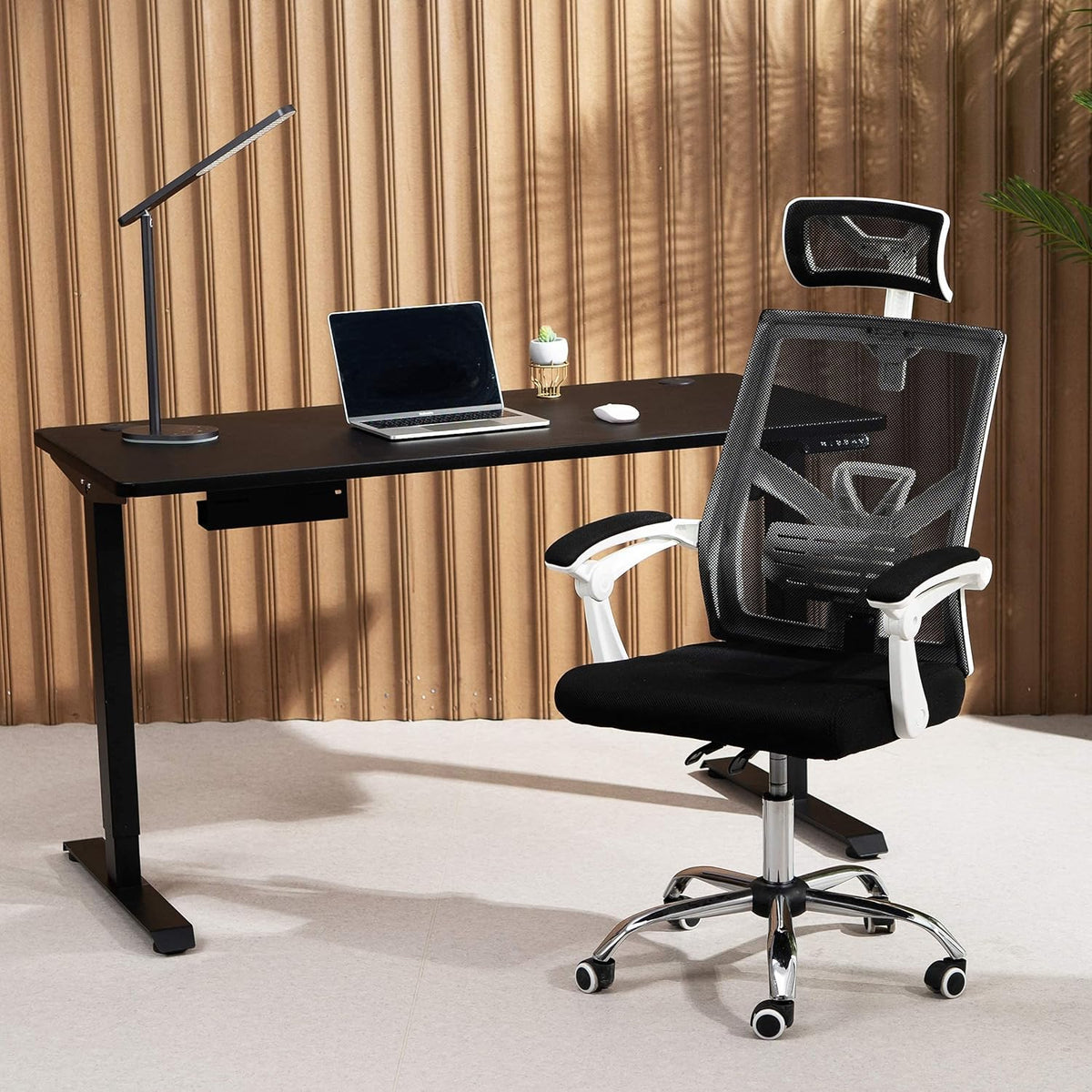 Black Ergonomic Mesh Office Chair with Adjustable Headrest and Armrest M1374