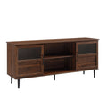 Dark Walnut Glass Wood TV Console J392968