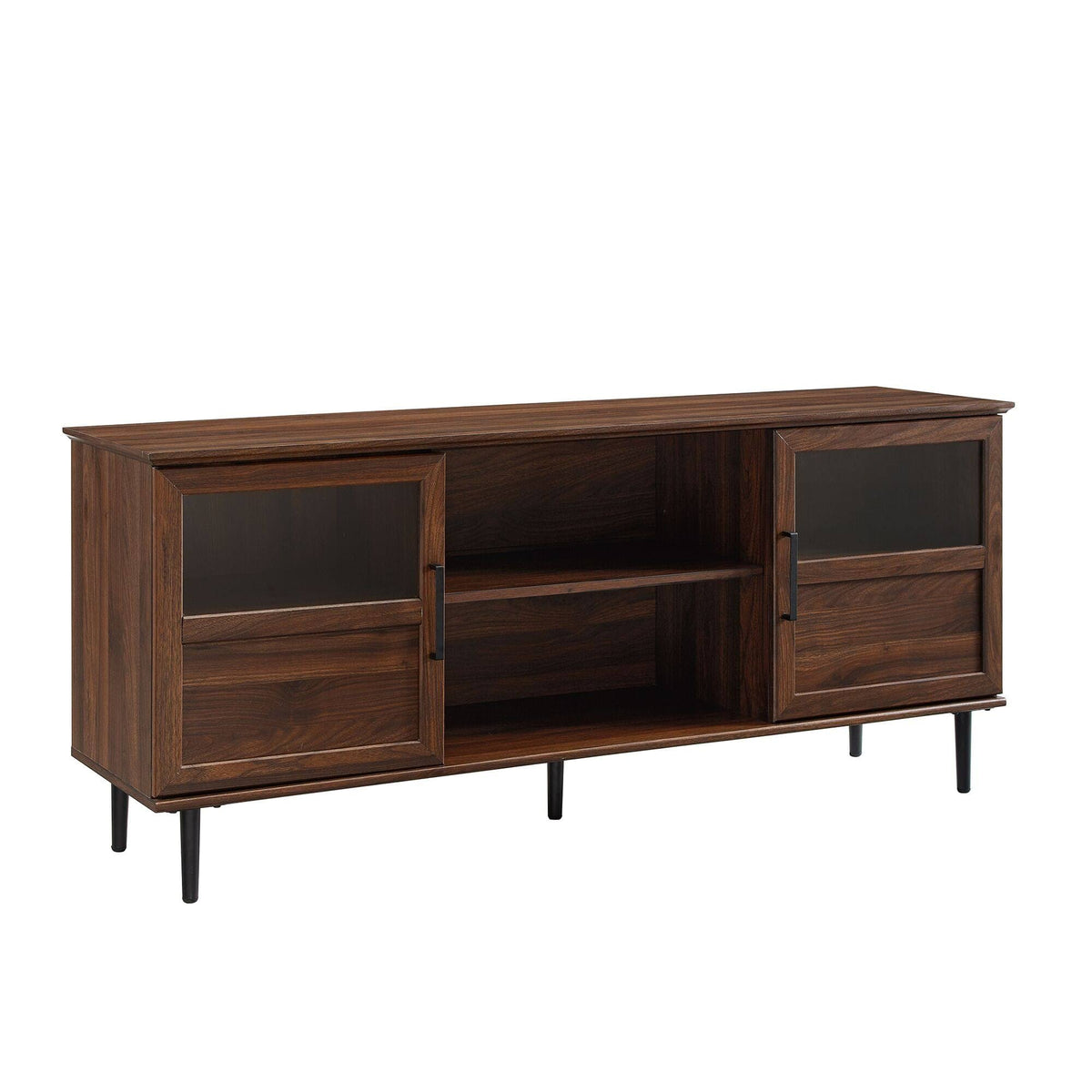 Dark Walnut Glass Wood TV Console J392968
