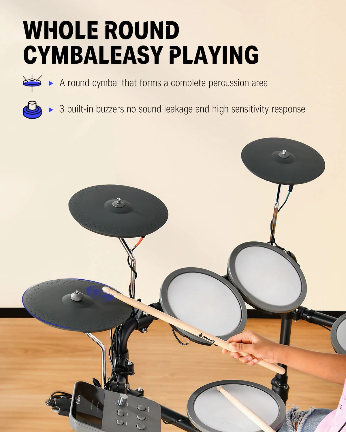 Electronic Drum Set with Quiet Mesh Drum Pads J614863