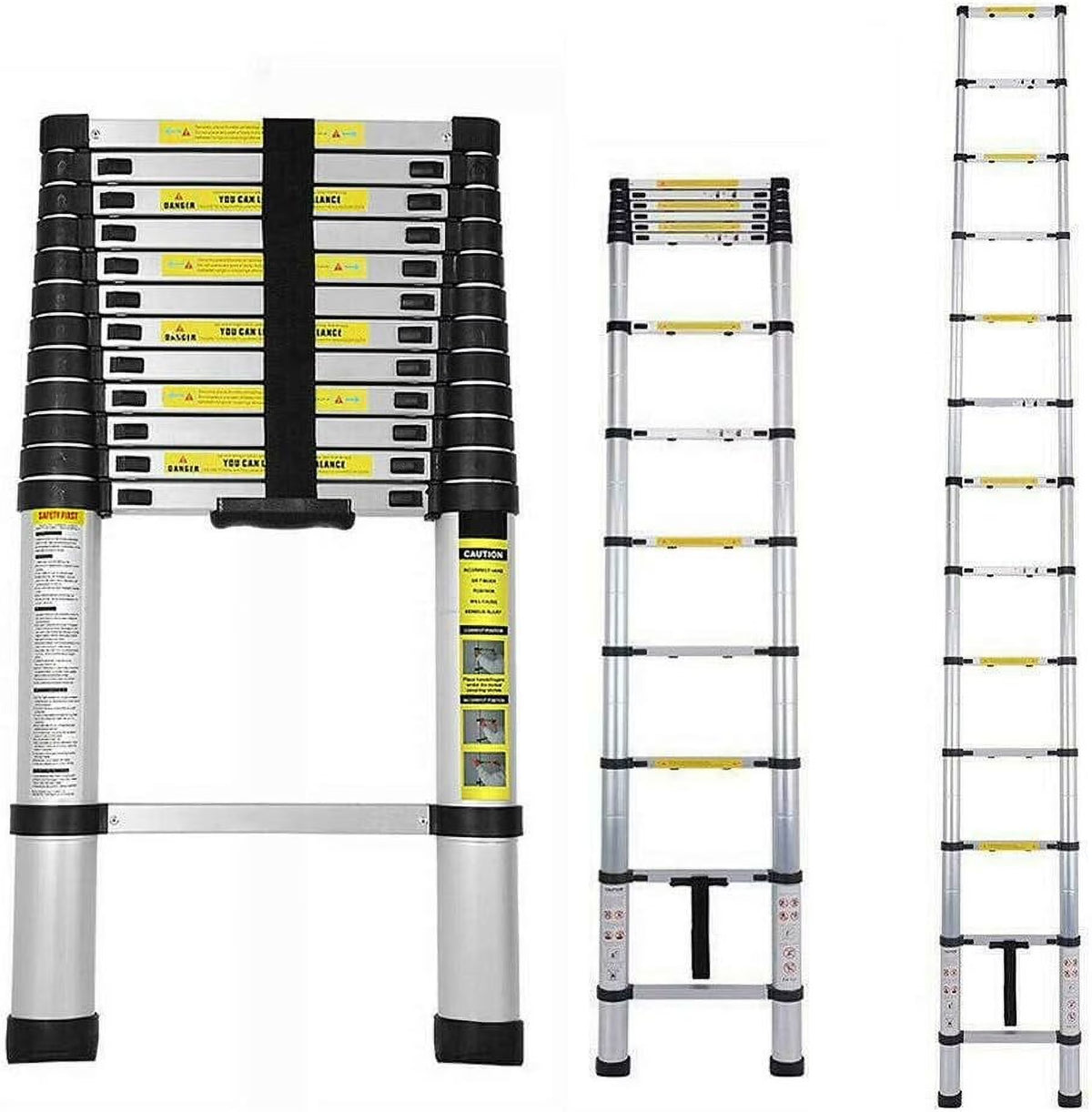 12FT Aluminum Telescoping Folding Ladder, 330lbs Max Load Capacity U2350