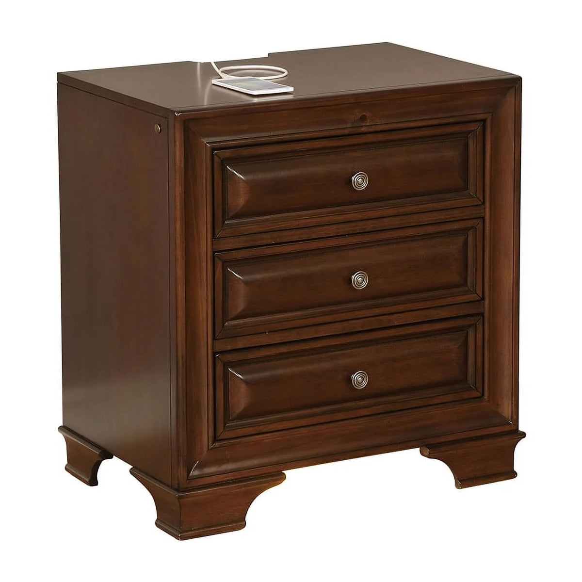 Solid Wood 3-Drawer Nightstand O4434