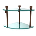 Two Tier Corner Glass Shelf Antique Bronze P59971