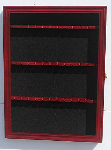 Cherry Finish Glass Door Spoon Display Case Rack Cabinet G385