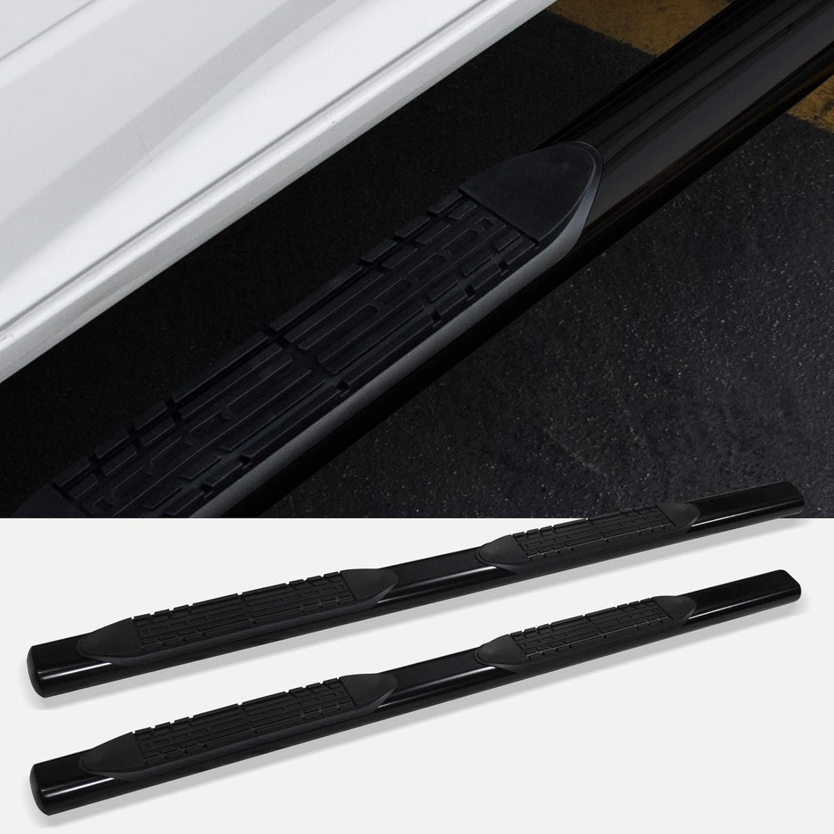 4 Oval Side Step Nerf Bars Black E113402