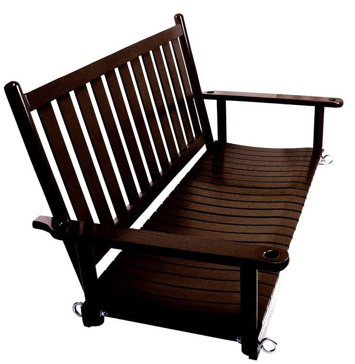 Wood Porch Swing with Vertical Slat Back and Seat U9434