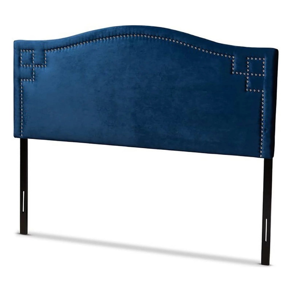 Modern Velvet and Wood Queen Headboard in Royal Blue N26443