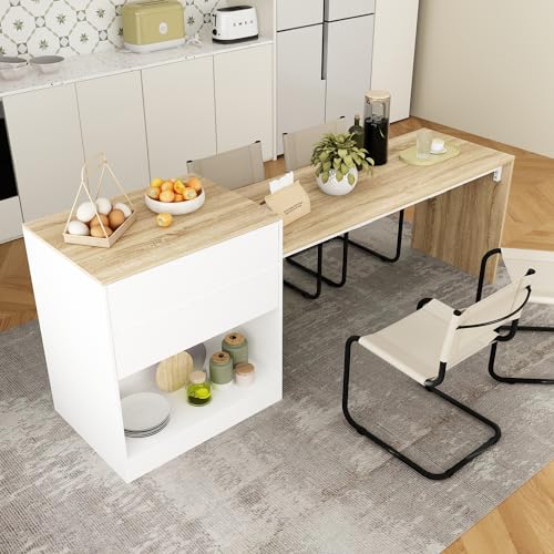 80.7" Wood Kitchen Island with 3 Drawers D822683