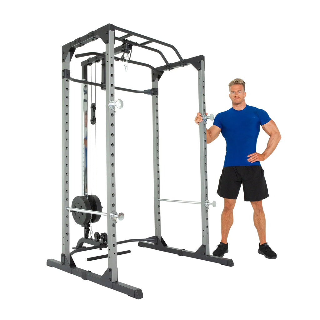 Squat Rack Power Cage with J-Hooks, 800lb Weight Capacity E2508