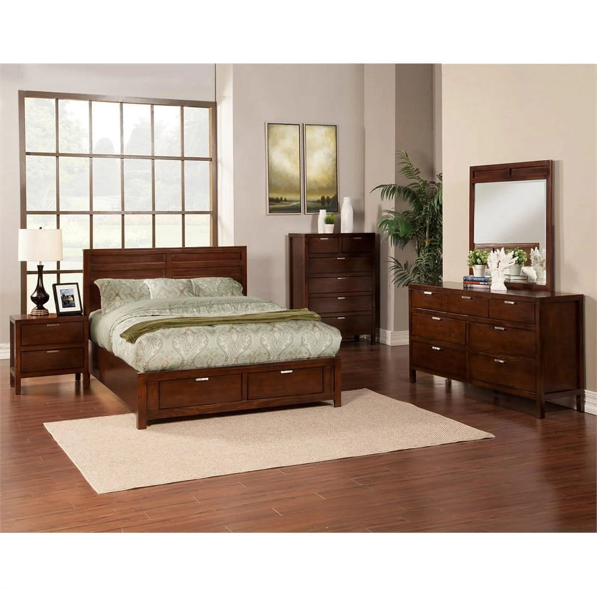 3 Piece Nightstand and California King Storage Bed Set U15115