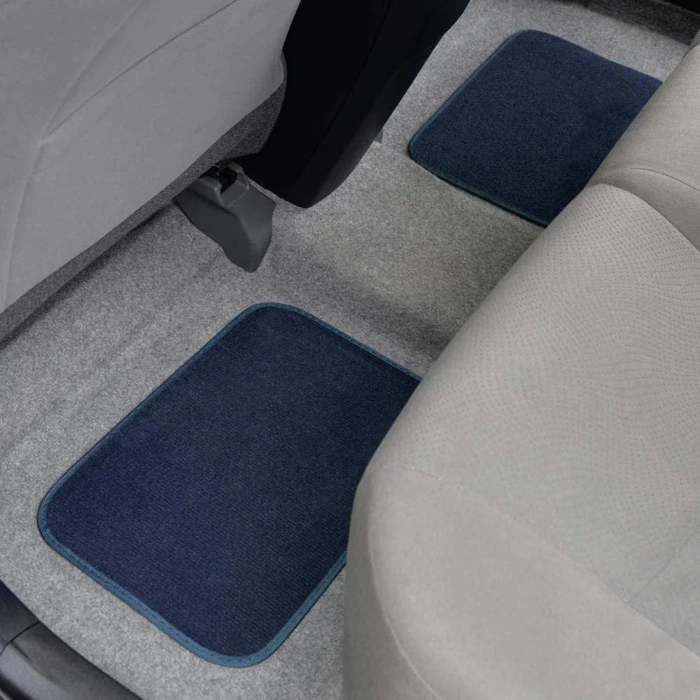 Blue 4PC Set of Carpet Car Floor Mats with Vinyl Heel Pad C92197