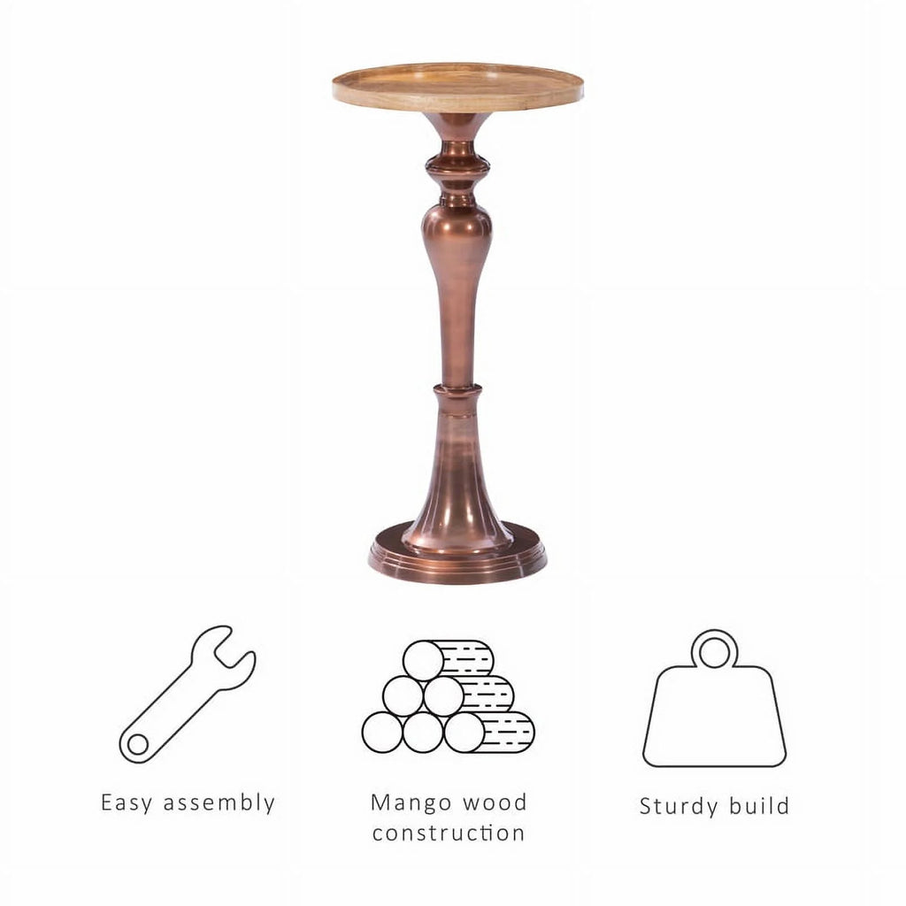 Mango Wood and Aluminum Side Table H477