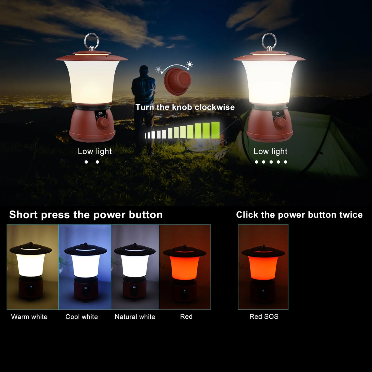 Retro Camping Lantern USB Rechargeable Portable Flashlight X542