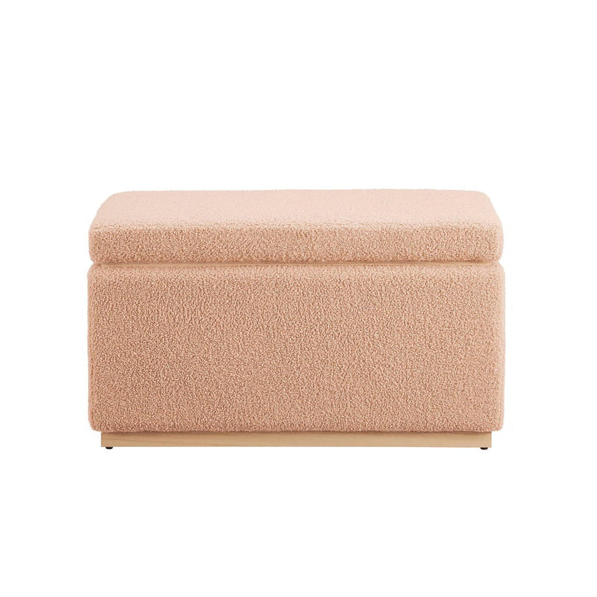 Tan Rectangle Sherpa Storage Ottoman E3843