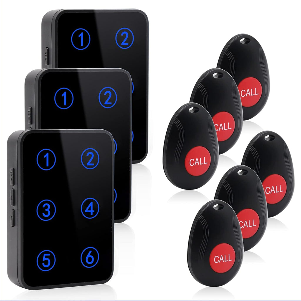 Wireless Caregiver Pager Nurse Call System with 3 Number Display Plug-in Receiver 6 Waterproof Transmitters K756500