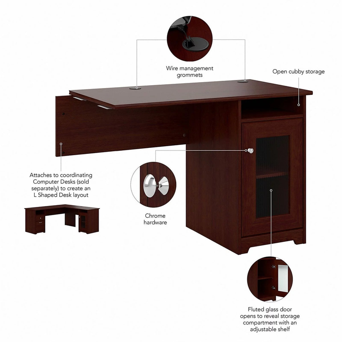 Modern Desk Return in Harvest Cherry Engineered Wood V191407