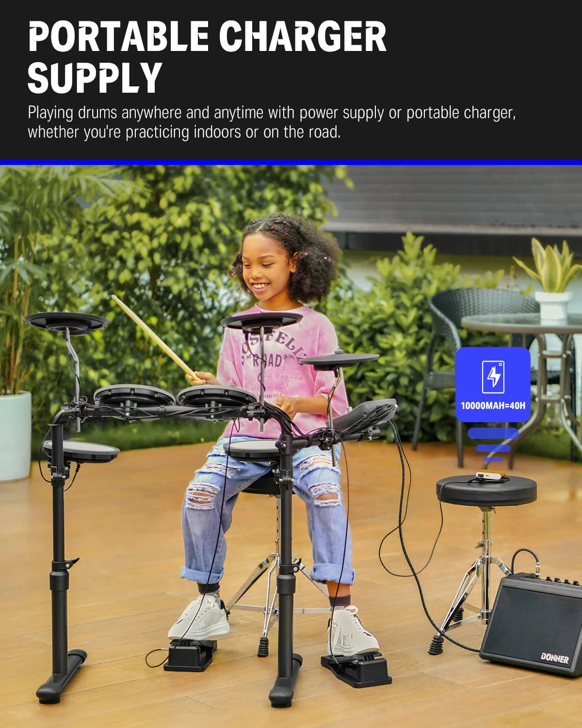 Electronic Drum Set with Quiet Mesh Drum Pads J614863
