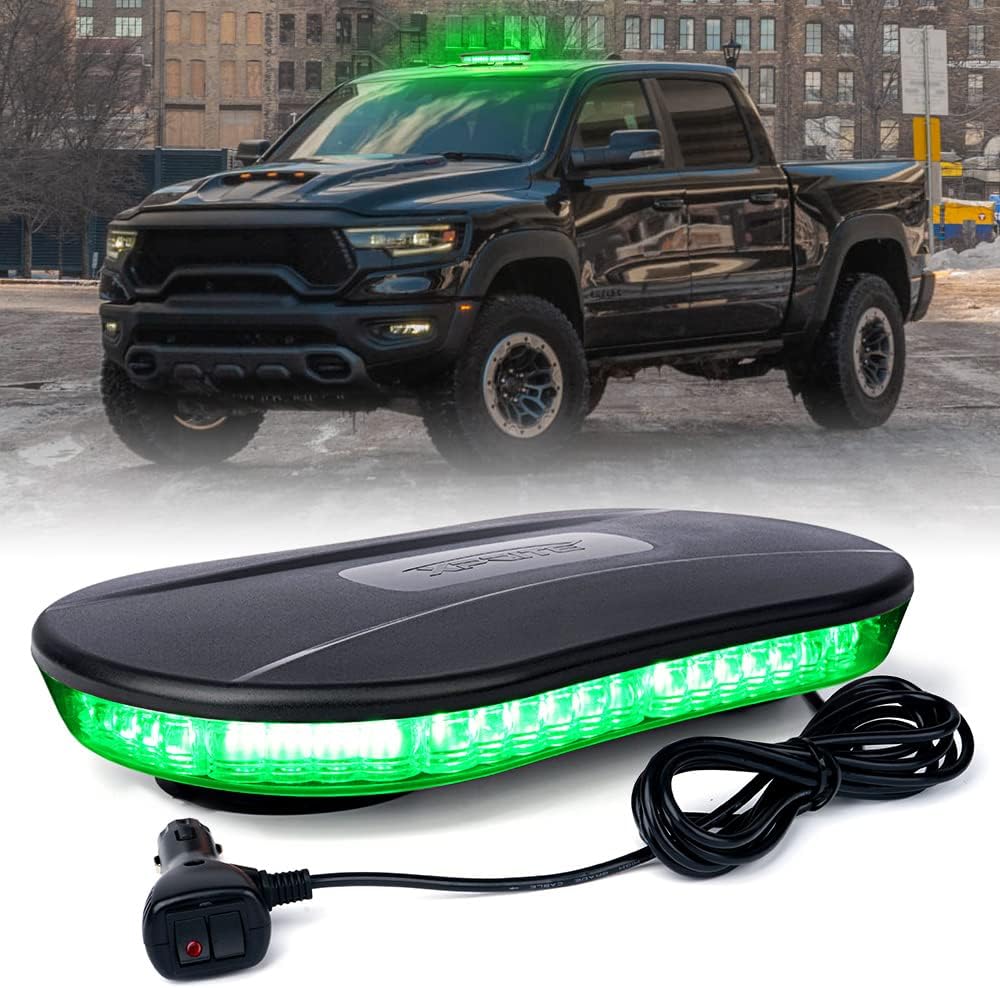 Green COB LED Rooftop Strobe Beacon Lights Bar, Magnetic Base, Pack of 2 O681