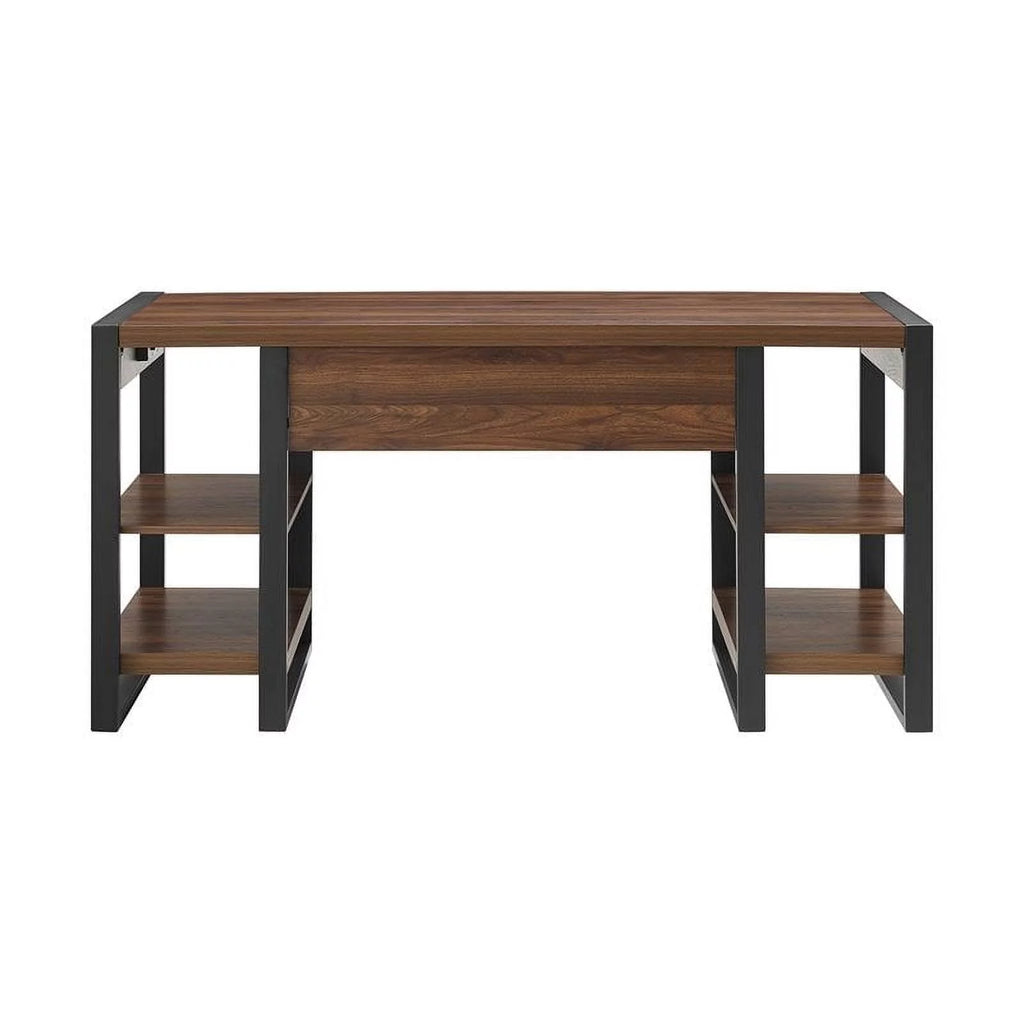 60" Industrial Wood Computer Desk in Dark Walnut H456