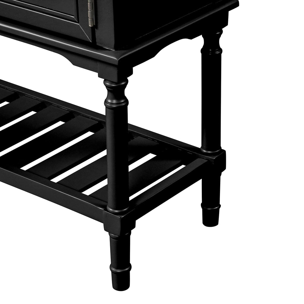 Black Navy Blue Console Table with 2 Drawer Cabinet Shelf V305749
