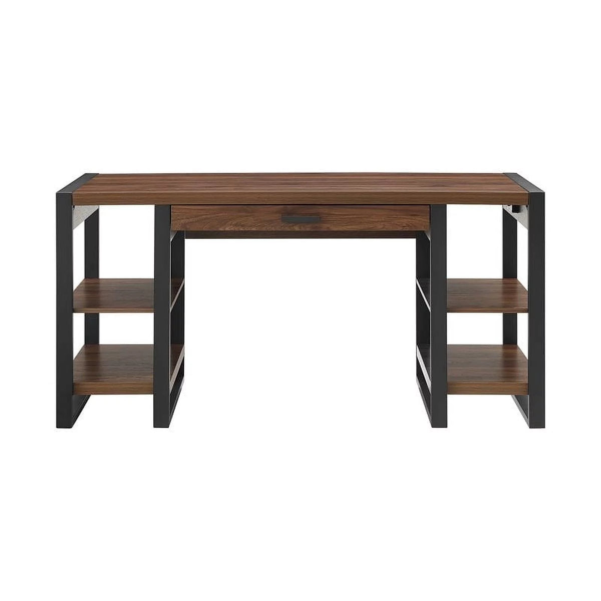 60" Industrial Wood Computer Desk in Dark Walnut H456