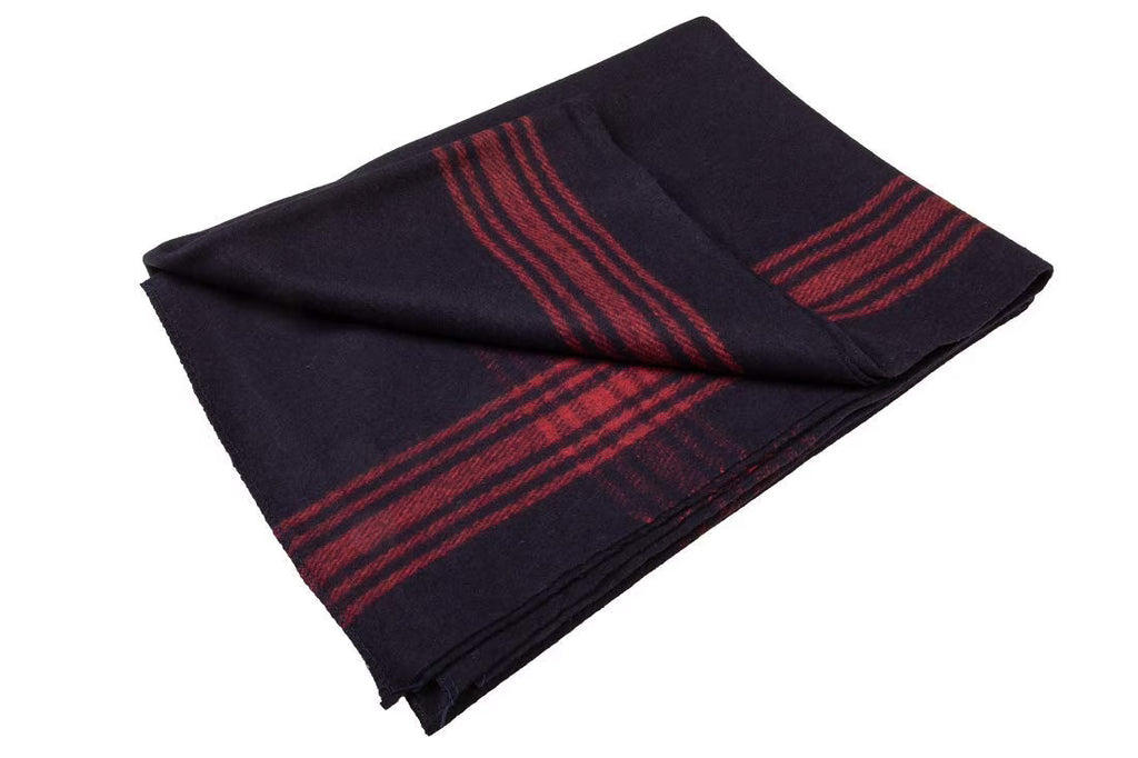 Blue Wool Camping Blanket D914
